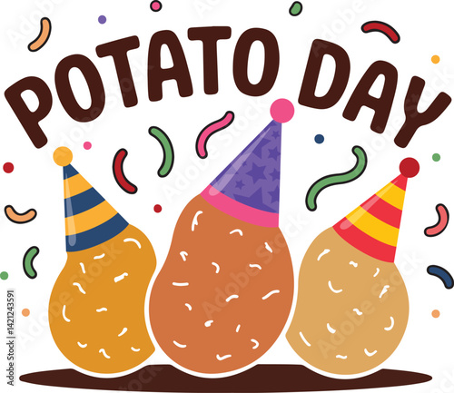 National potato day | potato day celebration | Happy Cartoon Potatoes and Bold Text | August 19 | A global tribute to nature's versatile treasure | Celebrate International Day of Potato