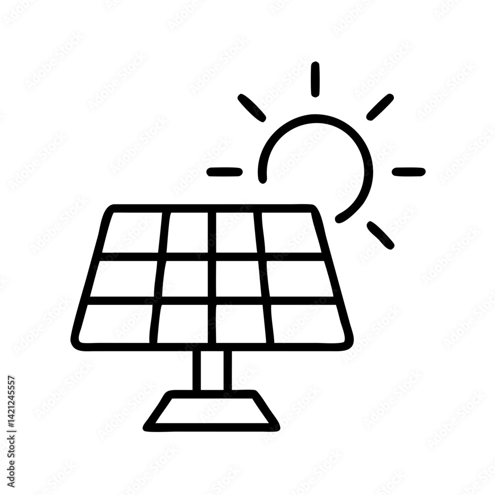 Solar panel with sun icon representing renewable energy Solar panel with sun icon representing renewable energy