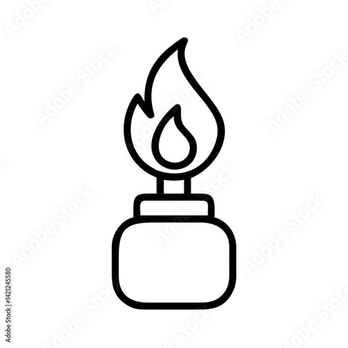 Gas flame icon in minimalist style with black outline  