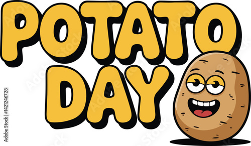National potato day | potato day celebration | Happy Cartoon Potatoes and Bold Text | August 19 | A global tribute to nature's versatile treasure | Celebrate International Day of Potato