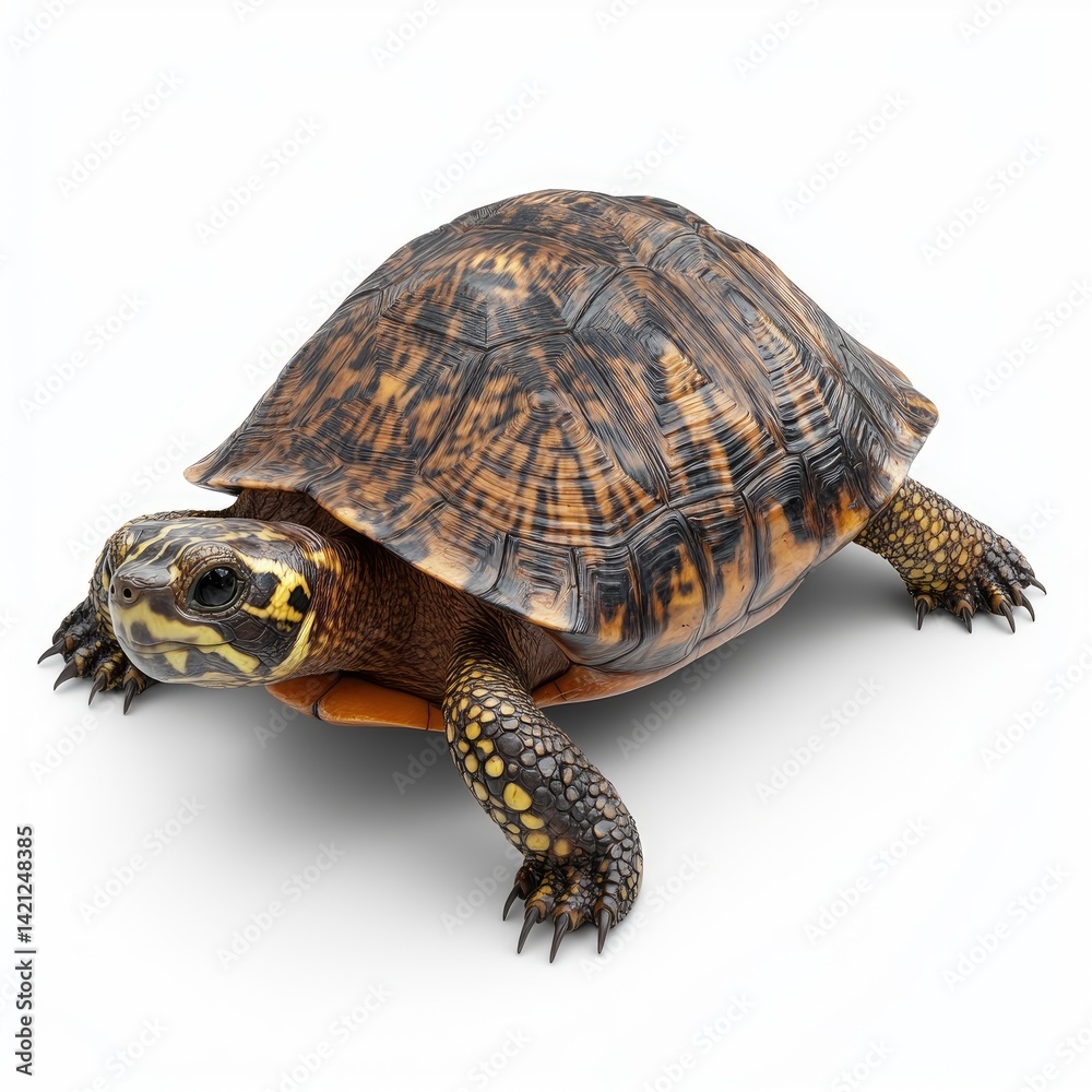 Fototapeta premium Eastern box turtle in profile view.