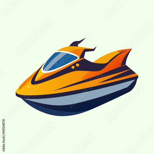 Vector illustration of a futuristic styled jet ski on a pale background
