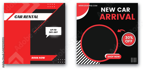 Bold Modern Automotive Banner Set for Car Rental and New Car Arrival