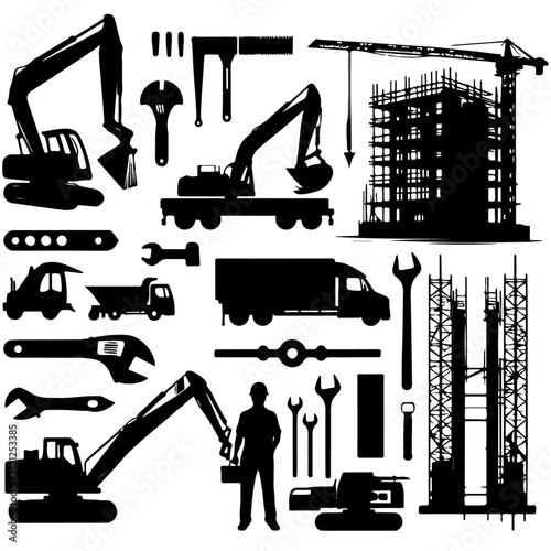 construction silhouette, construction vector