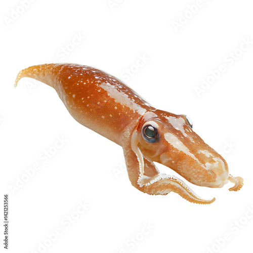 Obraz na płótnie A fresh squid shown in full body with tentacles and body tube visible captured in high detail and realistic rendering against a white transparent background w salonie