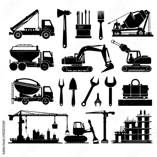 construction silhouette, construction vector