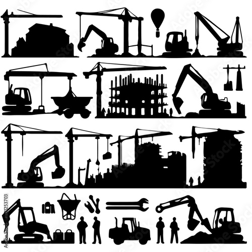 construction silhouette, construction vector