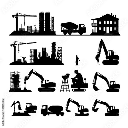 construction silhouette, construction vector
