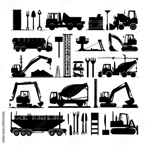 construction silhouette, construction vector