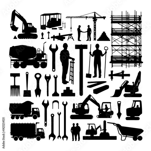 construction silhouette, construction vector