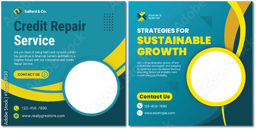 Financial Growth Strategies and Credit Repair Service Social Media Design