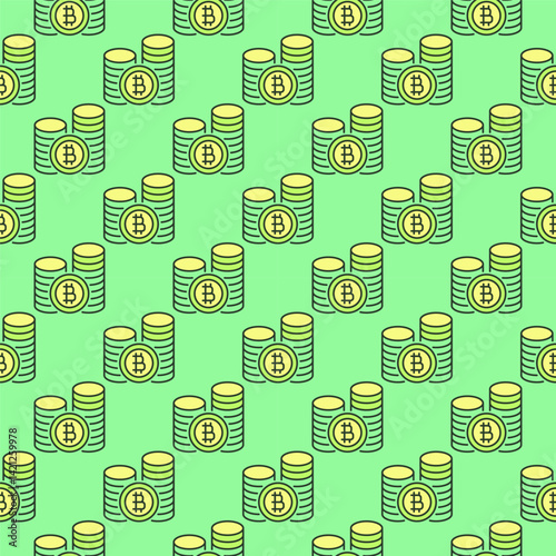 Crypto Coins vector Bitcoin Cryptocurrency colored seamless pattern