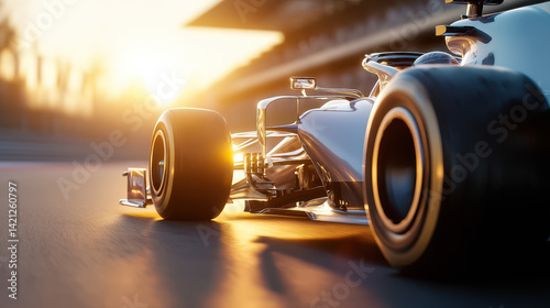 Obraz na płótnie Racing Car on the Track at Sunset w salonie