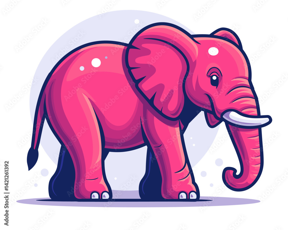 Obraz premium Cute cartoon elephant. Vector illustration in a flat style on a white background.