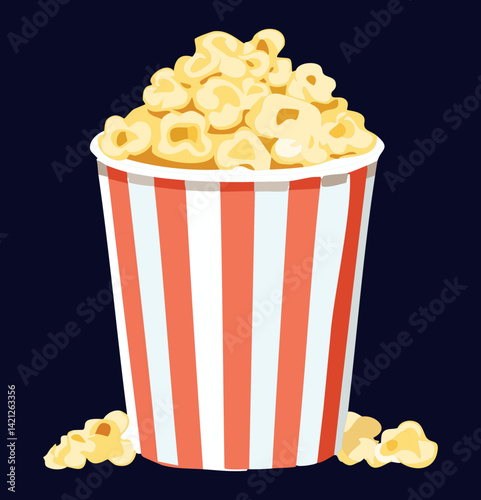 Snack Popcorn in a Bucket - Vector Illustration