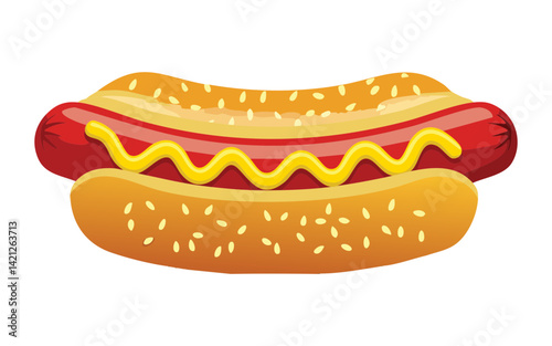Hot Dog Sausage Food Snack - Vector Illustration