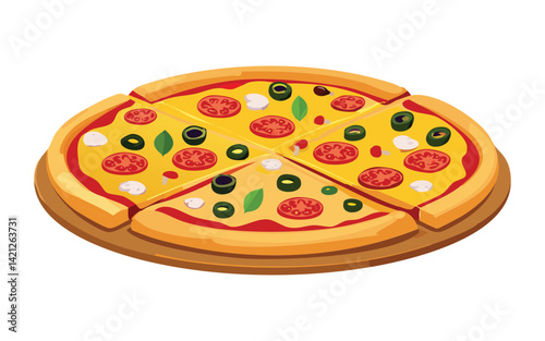 Cheese Pizza Food Snack - Vector Illustration