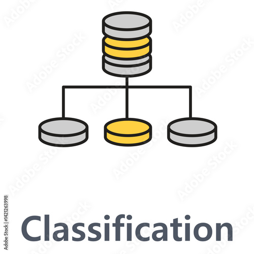 Clustering and Classification System vector Icon design