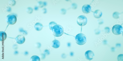 Foto Chemical formula and molecular model of Ozone O3, O3 molecule