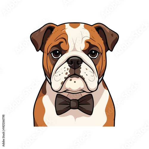 A cartoon boxer dog with a brown and white face