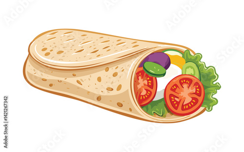 Shawarma Snack Food - Vector Illustration