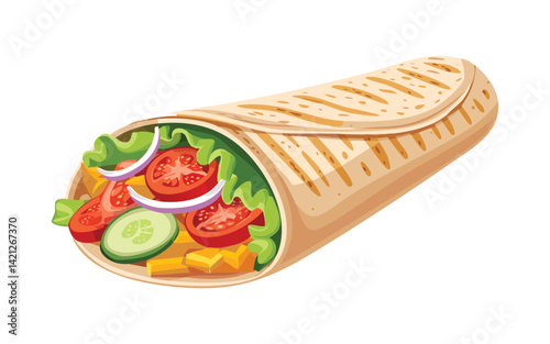 Shawarma Roll Sandwich- Vector Illustration