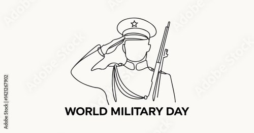 World Military Day Celebrated with Soldier Saluting and Rifle Illustration