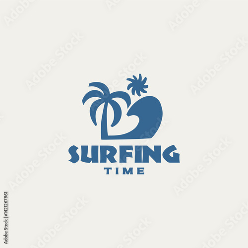 Vintage surf logo design template for surf club, surf shop, surf merch.	
