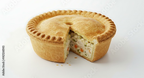Chicken Pot Pie Isolated on White Background