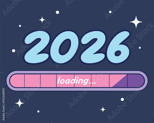 2026 Year Loading Bar with Stars Future Progress Graphic