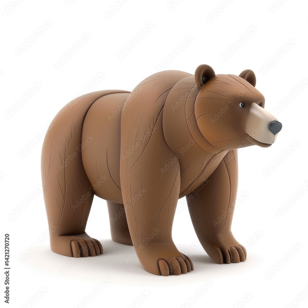 Fototapeta premium Brown bear figurine, detailed and stylized.