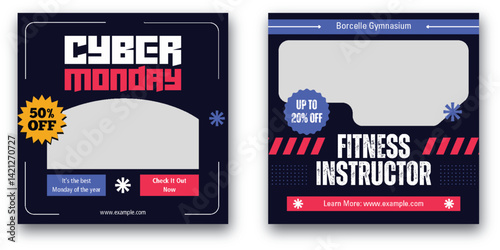 Engaging Social Media Templates for Cyber Monday and Fitness Promotion