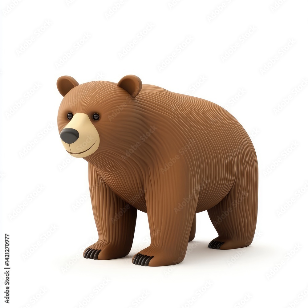 Fototapeta premium Smiling brown bear figurine on a white background.