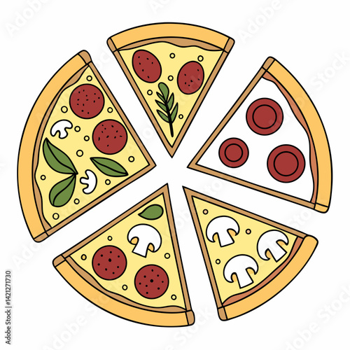 Flat Design Pizza Slice Variations