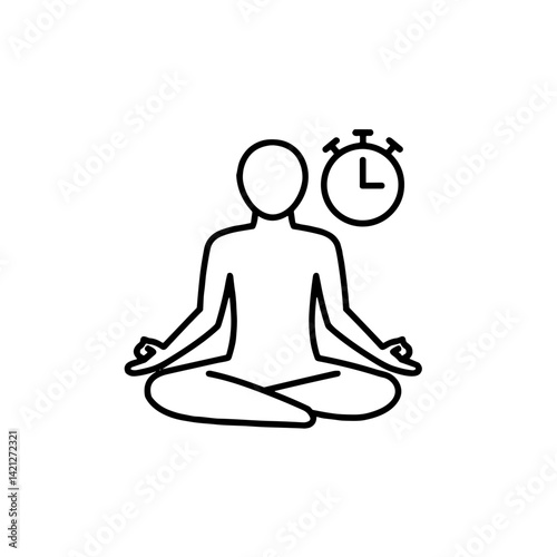 Meditating person relaxing with a timer in minimalist style  