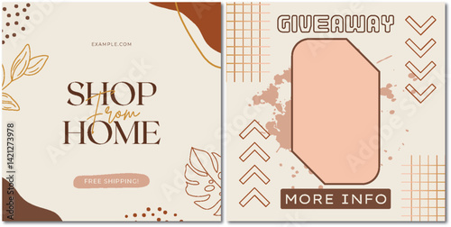 Shop from Home and Giveaway Social Media Template for Business Promotions