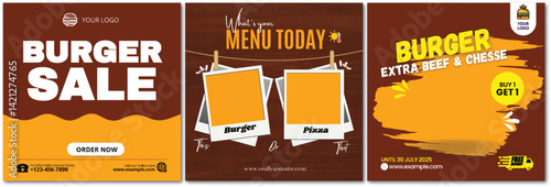 Eye-Catching Burger and Pizza Promotion with Social Media Post Designs