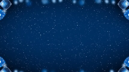 Dark blue backdrop with soft white specks and bokeh corners give a winter, festive feel