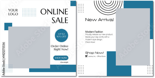 Chic Social Media Template Design with Online Sale and New Arrival Ad