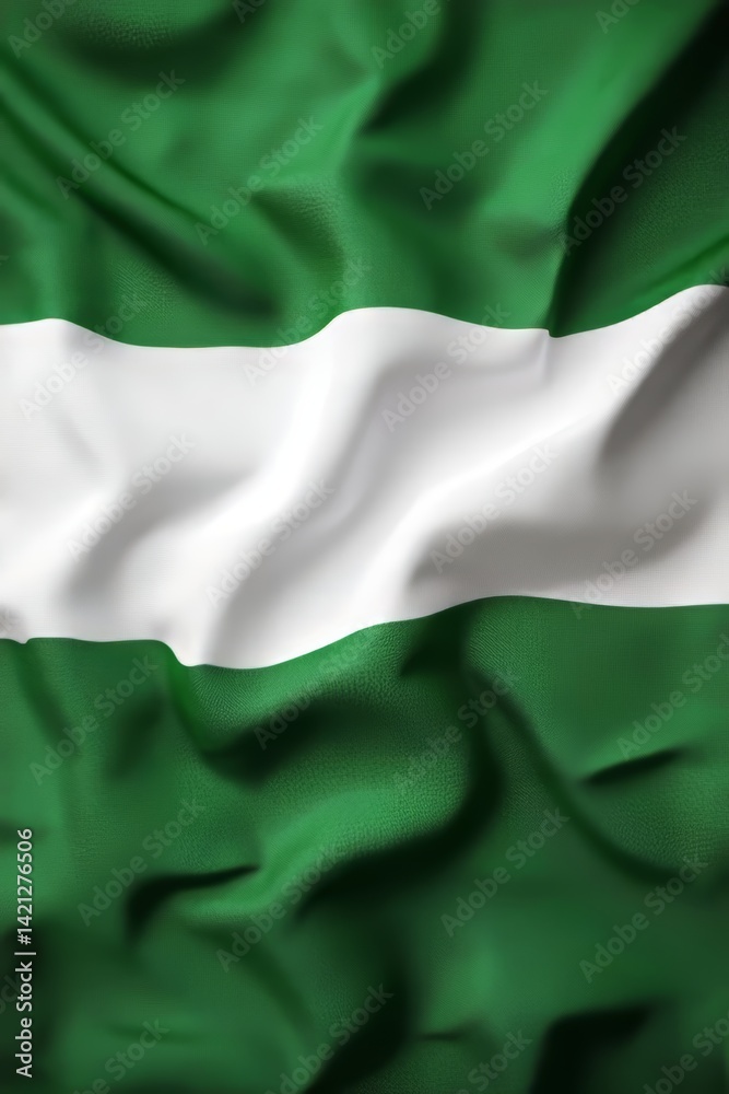 Fototapeta premium Flag of Nigeria, Close-Up Detailed, Textured Illustration of the Nigerian Flag with Depth.