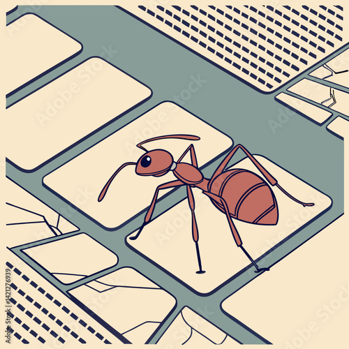 Pavement Ant in Urban Pop Art Landscape