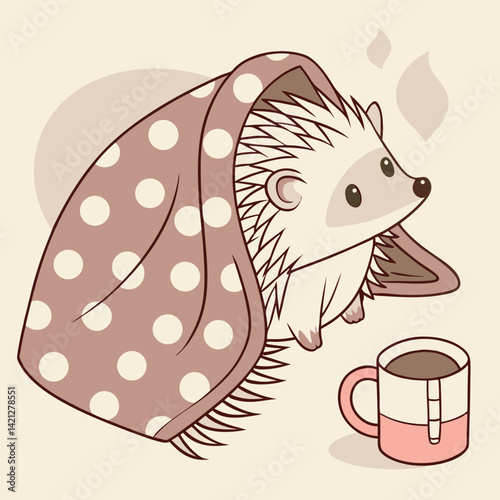 Tiny Hedgehog Wrapped in Blanket