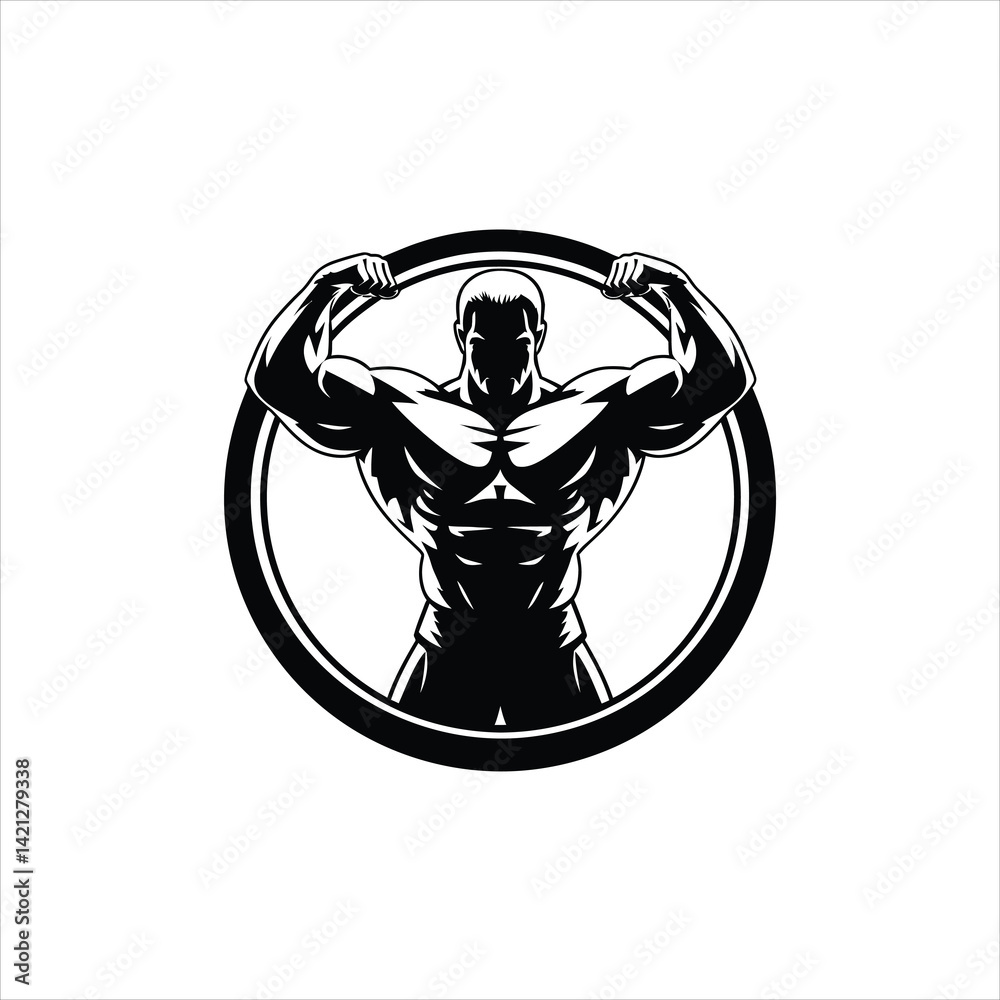 Minimalist Muscular Man Silhouette Logo – Fitness Vector Design