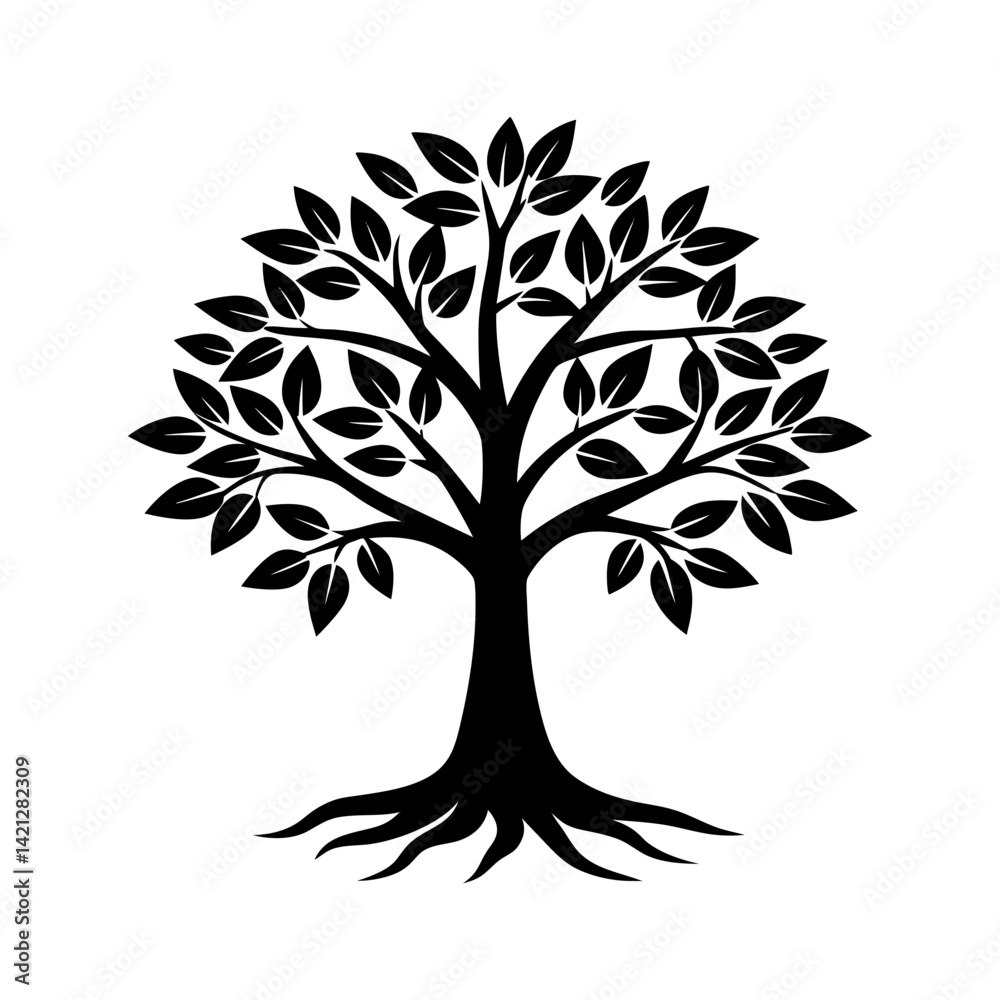 Obraz premium stem tree vector silhouette illustration