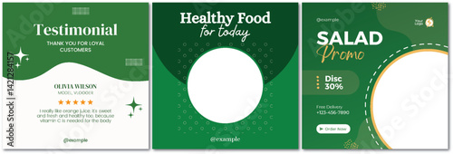 Green and White Themed Social Media Post Templates for Food Businesses photo