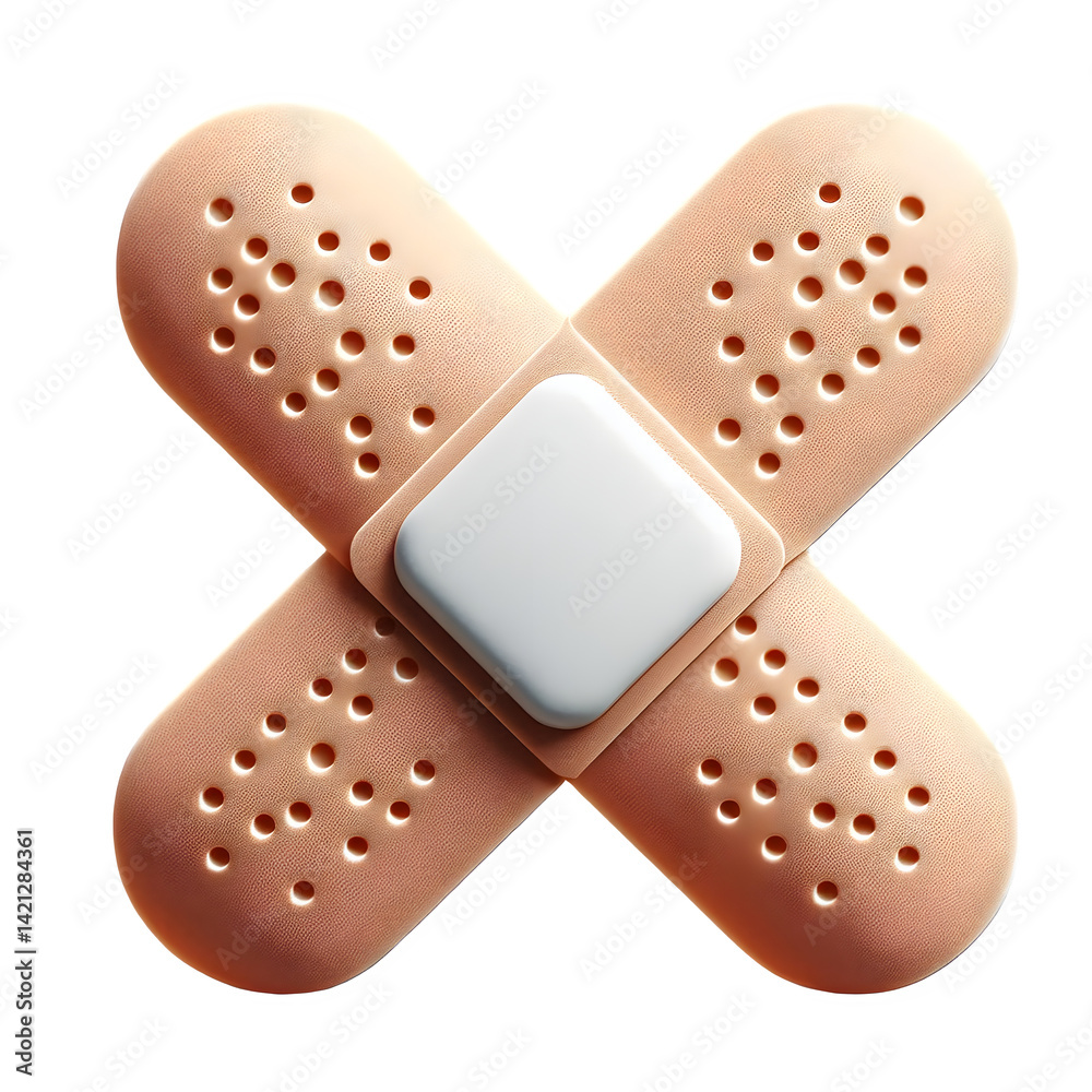Realistic 3D Render of Medical Adhesive Bandage in Cartoon Plastic Style Isolated on Transparent Background. Png file Realistic 3D Render of Medical Adhesive Bandage in Cartoon Plastic Style Isolated on Transparent Background. Png file