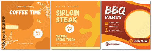 Vibrant restaurant social media post designs collection for promotions