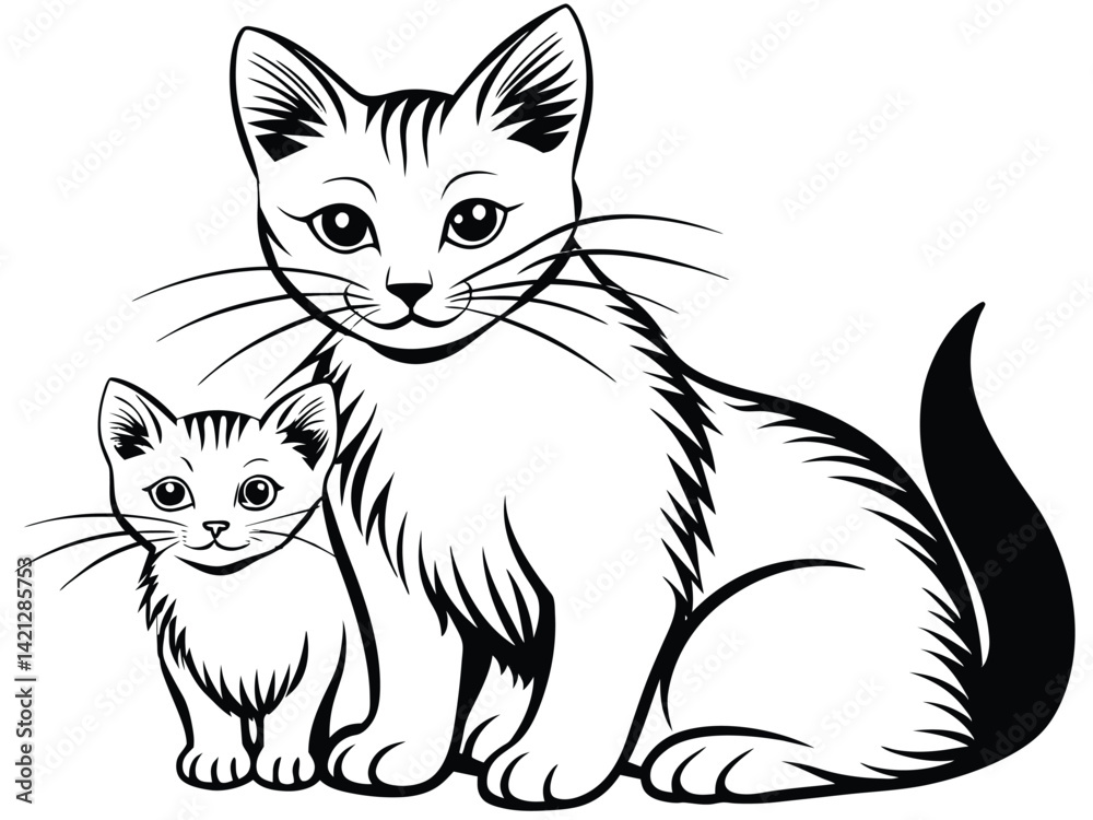 Obraz premium n Black and White Two Cats