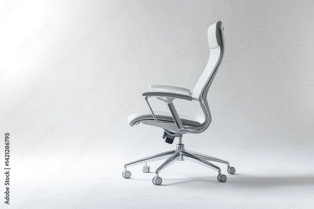 Modern white office chair with chrome base and comfortable ergonomic design, perfect for productivity.
