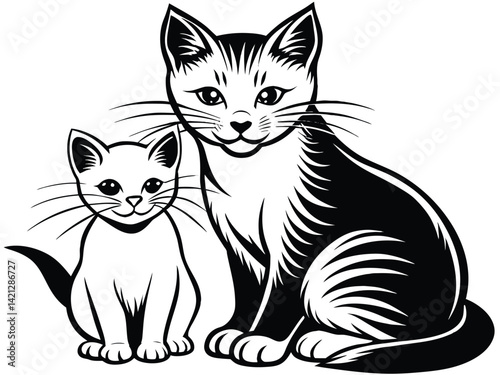 Majestic Companions A Silhouette of Feline Grace